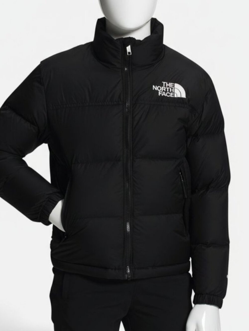 The North Face Unisex Kids Black Nuptse Quilted Puffer Jacket Coat Size M (10)